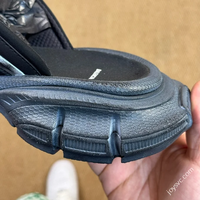 A Version Balenciaga 3XL One-Strap Slides Black Silver