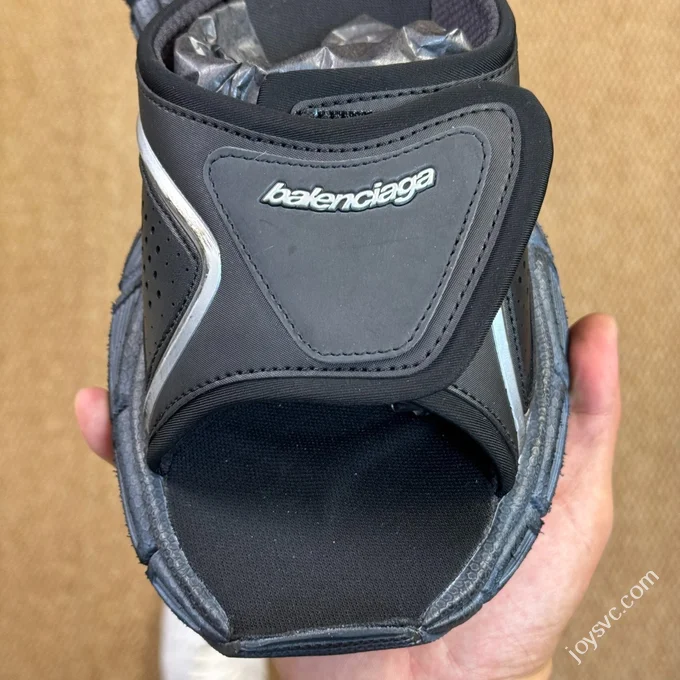 A Version Balenciaga 3XL One-Strap Slides Black Silver