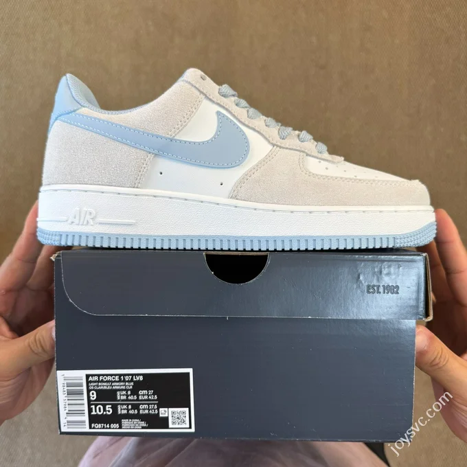 3A Pure Original Air Force 1 AF1 Grey Blue Sneakers FQ8714-005