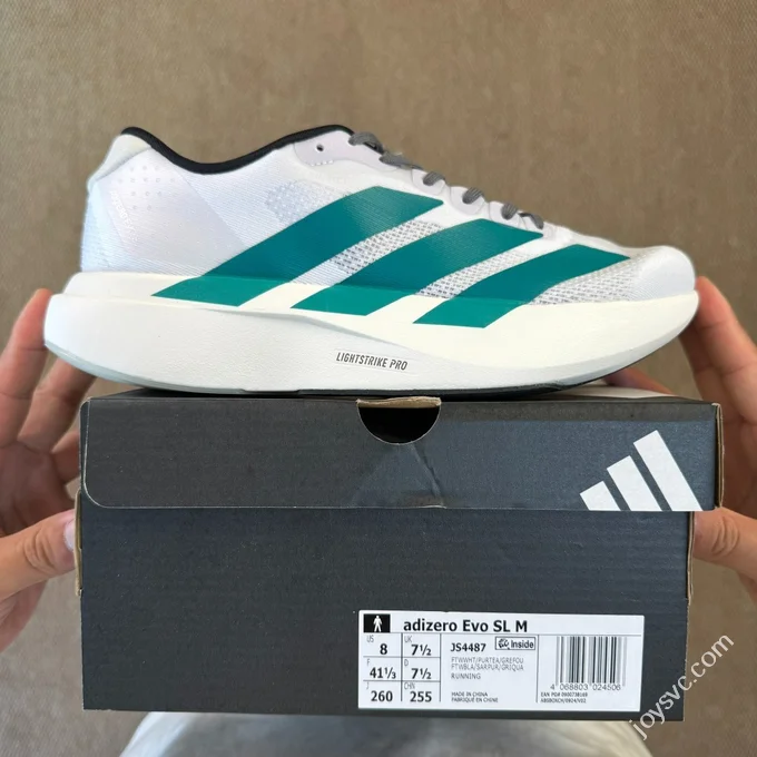 AD Adizero Evo SL Adidas Marathon Running Shoes White Green JS4487