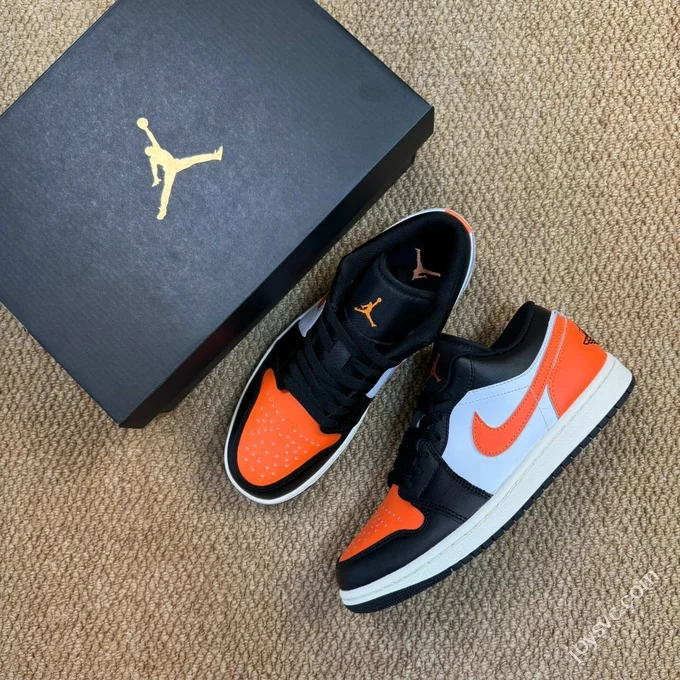 DT Pure Original AJ1 Low Top Black Orange Shattered Backboard 553558-081