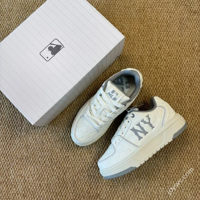 MLB Chunky Liner Senior Shoes Increased Height Platform Beige Grey 3ASXE035N (GP002)