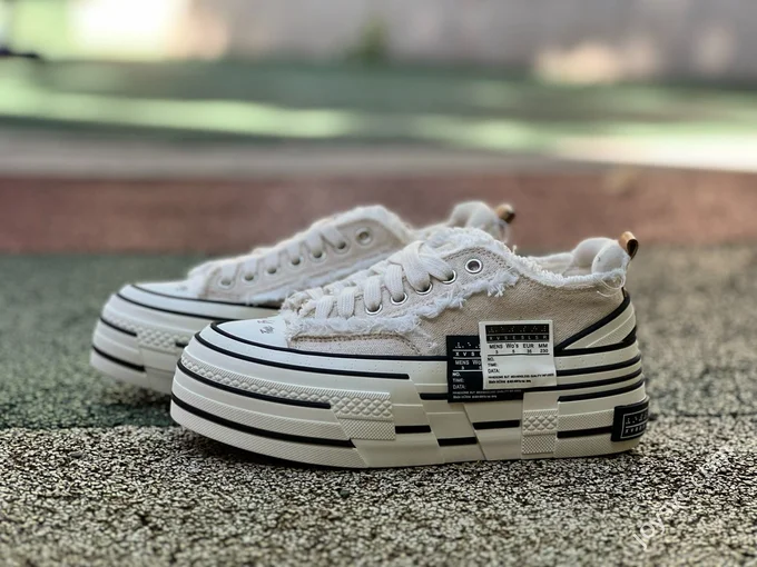 xVESSEL Double Side Mark Platform Sneakers Beige White