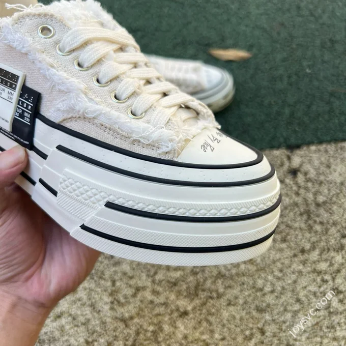 xVESSEL Double Side Mark Platform Sneakers Beige White
