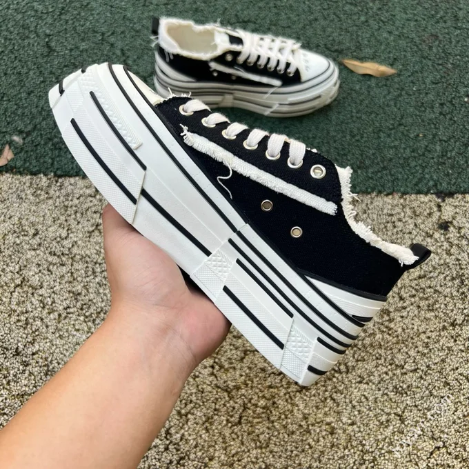 xVESSEL Double Side Mark Platform Sneakers Black White