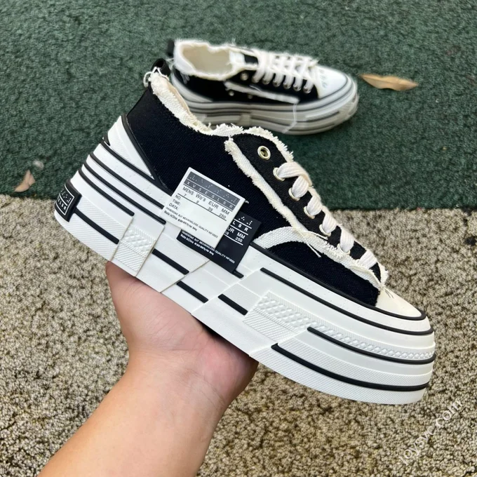 xVESSEL Double Side Mark Platform Sneakers Black White