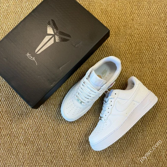 3A Pure Original Air Force 1 AF1 Kobe Bryant Pure White Snake Pattern IB0018-100