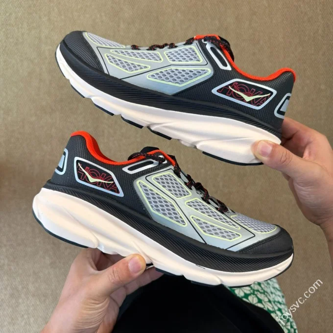 HOKA ONE ONE Clifton 9 Marathon Running Shoes Silver Black 1155370/HBN