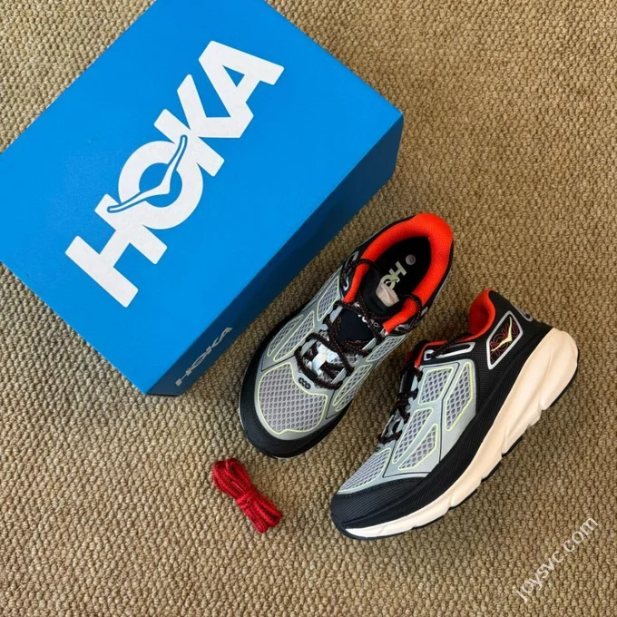 HOKA ONE ONE Clifton 9 Marathon Running Shoes Silver Black 1155370/HBN