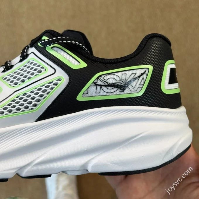 HOKA ONE ONE Clifton 9 Marathon Running Shoes Black White Green 1155370/BWHT
