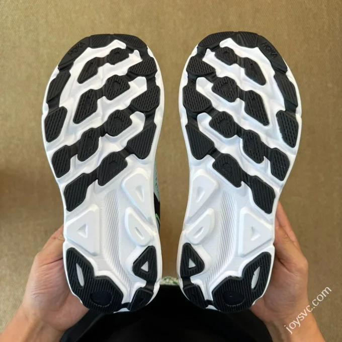 HOKA ONE ONE Clifton 9 Marathon Running Shoes Black White Green 1155370/BWHT