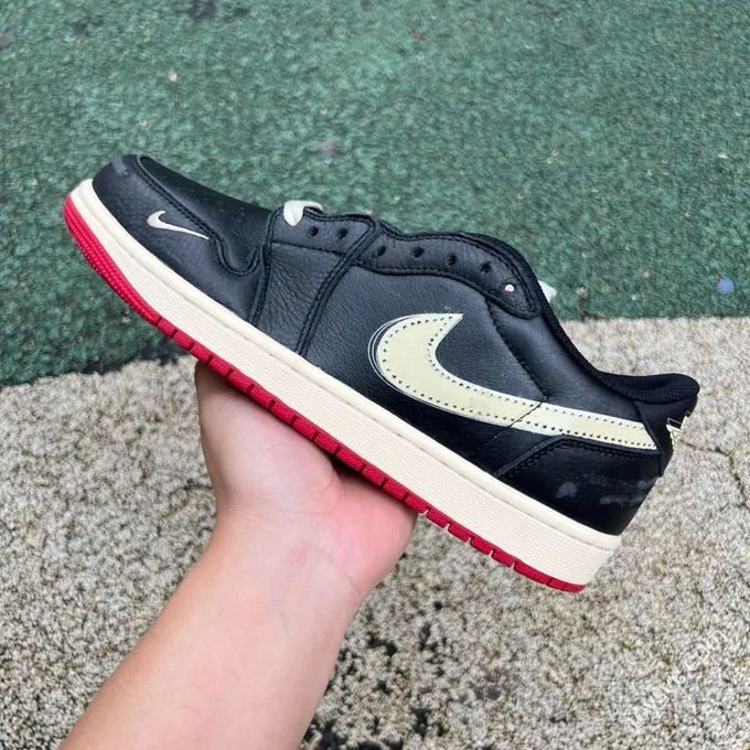Pure Original AJ1 Low Top White Black Red Nigel Bike IB8958-001