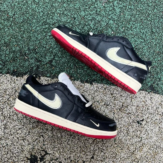 Pure Original AJ1 Low Top White Black Red Nigel Bike IB8958-001
