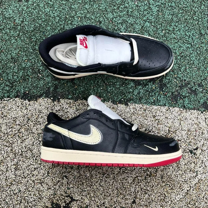Pure Original AJ1 Low Top White Black Red Nigel Bike IB8958-001