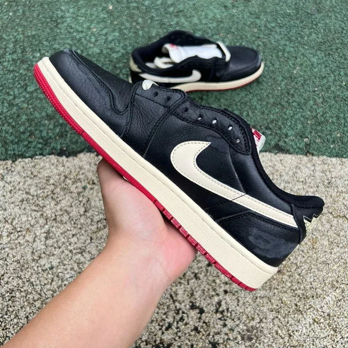 Pure Original AJ1 Low Top White Black Red Nigel Bike IB8958-001