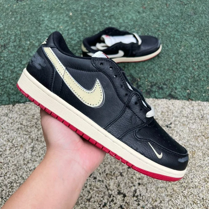 Pure Original AJ1 Low Top White Black Red Nigel Bike IB8958-001