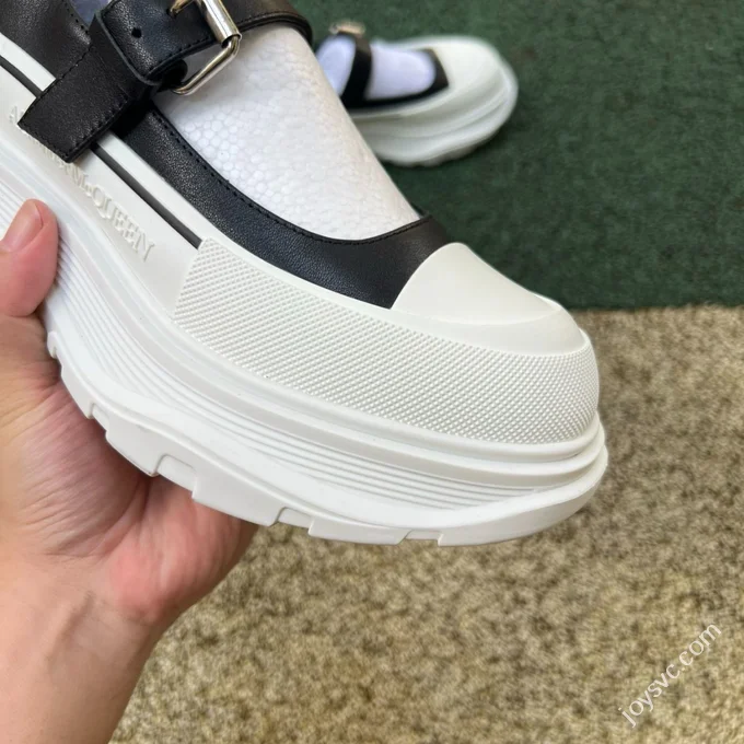 Alexander McQueen Thread Slick Mary Jane Shoes White Black