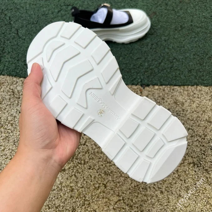 Alexander McQueen Thread Slick Mary Jane Shoes White Black