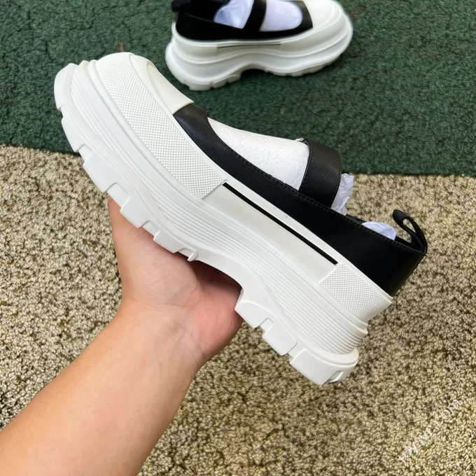 Alexander McQueen Thread Slick Mary Jane Shoes White Black