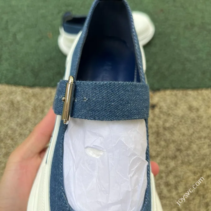 Alexander McQueen Thread Slick Mary Jane Shoes White Blue