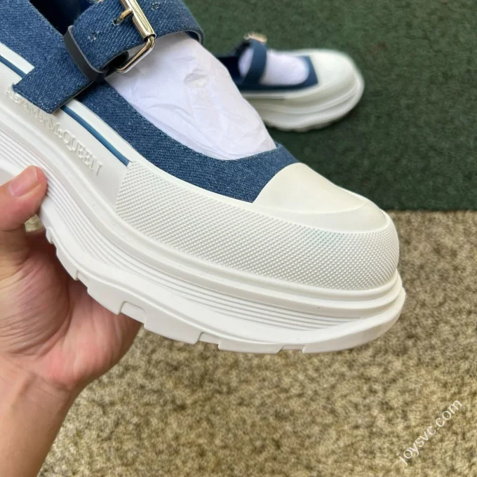 Alexander McQueen Thread Slick Mary Jane Shoes White Blue