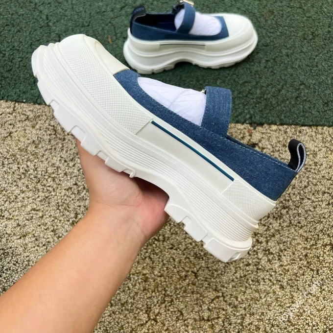 Alexander McQueen Thread Slick Mary Jane Shoes White Blue