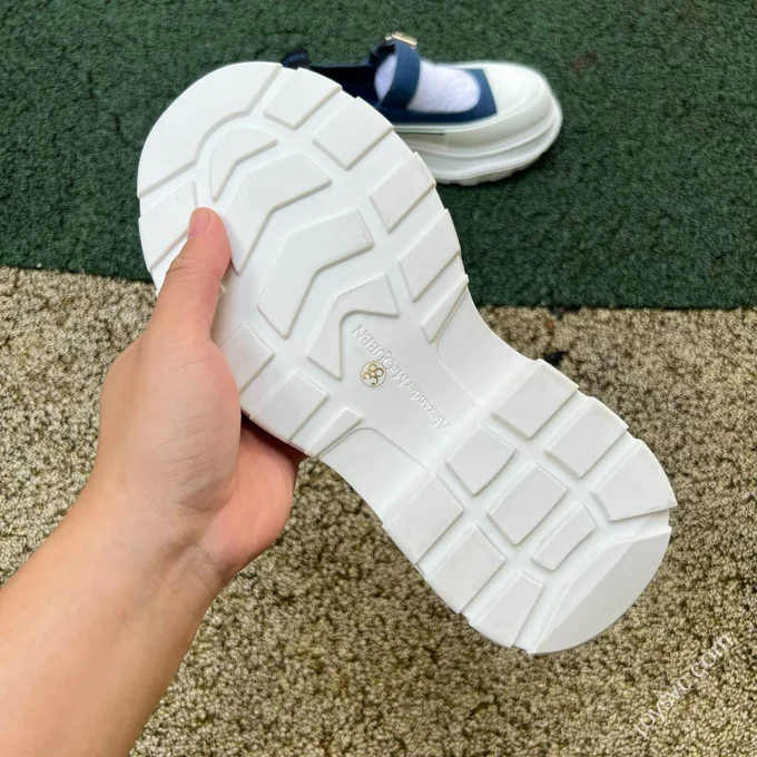 Alexander McQueen Thread Slick Mary Jane Shoes White Blue