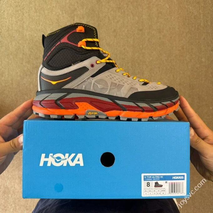 Pure Original Hoka ONE ONE Ultra High Top Black Grey Red Trail Running Shoes 1129958/BCPPP