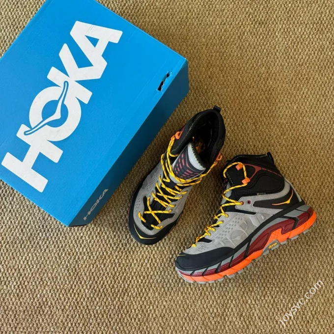 Pure Original Hoka ONE ONE Ultra High Top Black Grey Red Trail Running Shoes 1129958/BCPPP