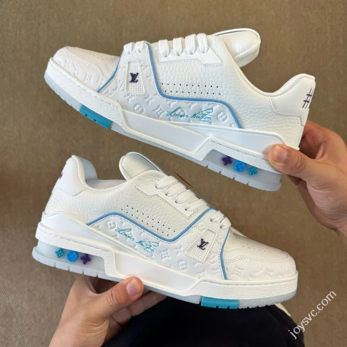 LV Shanghai Cruise Limited White Blue Purple LOUIS VUITTON Trainer