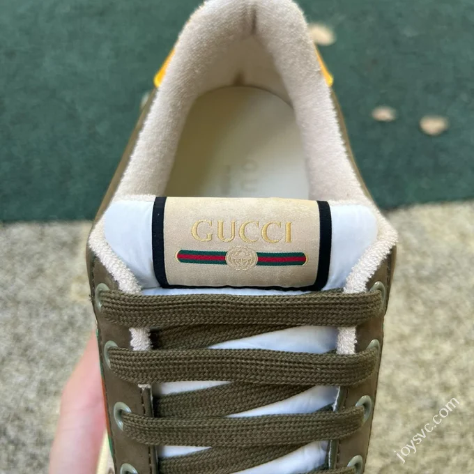 GUCCI Screener Canvas Metal Double G Enamel Olive Green