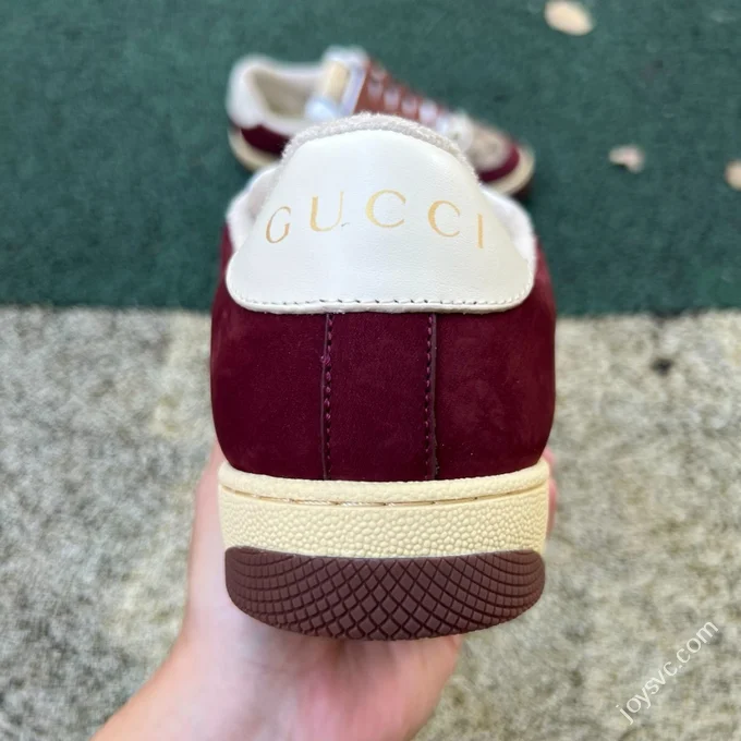 GUCCI Screener Canvas Metal Double G Enamel Burgundy