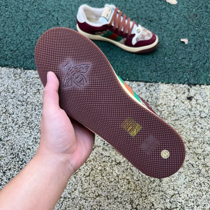GUCCI Screener Canvas Metal Double G Enamel Burgundy