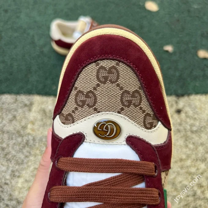 GUCCI Screener Canvas Metal Double G Enamel Burgundy
