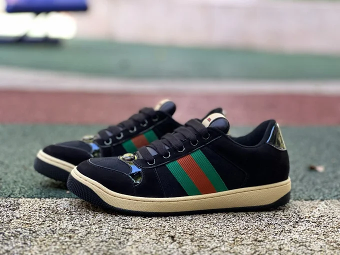 GUCCI Screener Canvas Metal Double G Enamel Black Green