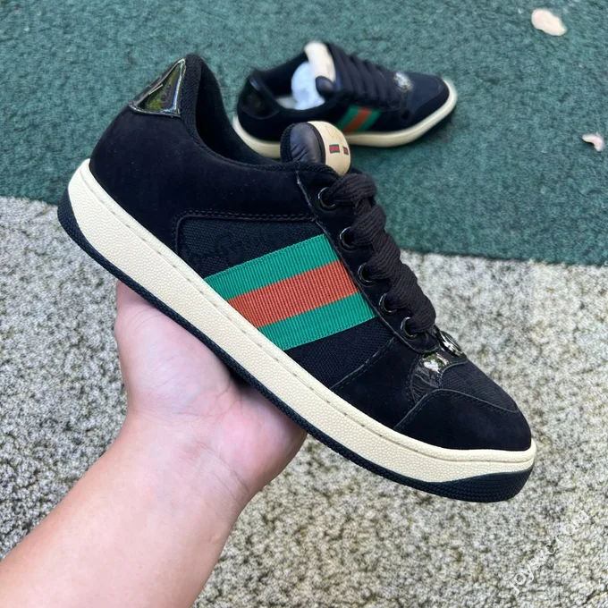 GUCCI Screener Canvas Metal Double G Enamel Black Green