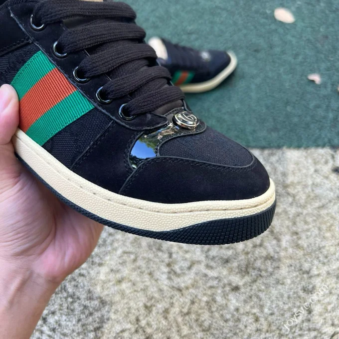 GUCCI Screener Canvas Metal Double G Enamel Black Green