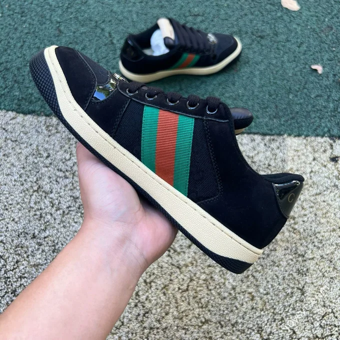 GUCCI Screener Canvas Metal Double G Enamel Black Green