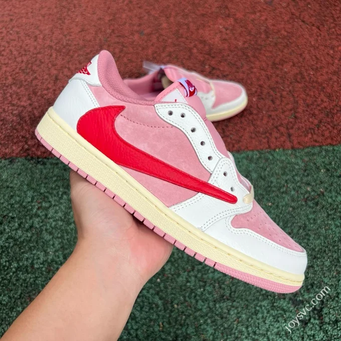 AJ1 Travis Scott Low Top White Pink Red DM7866-601