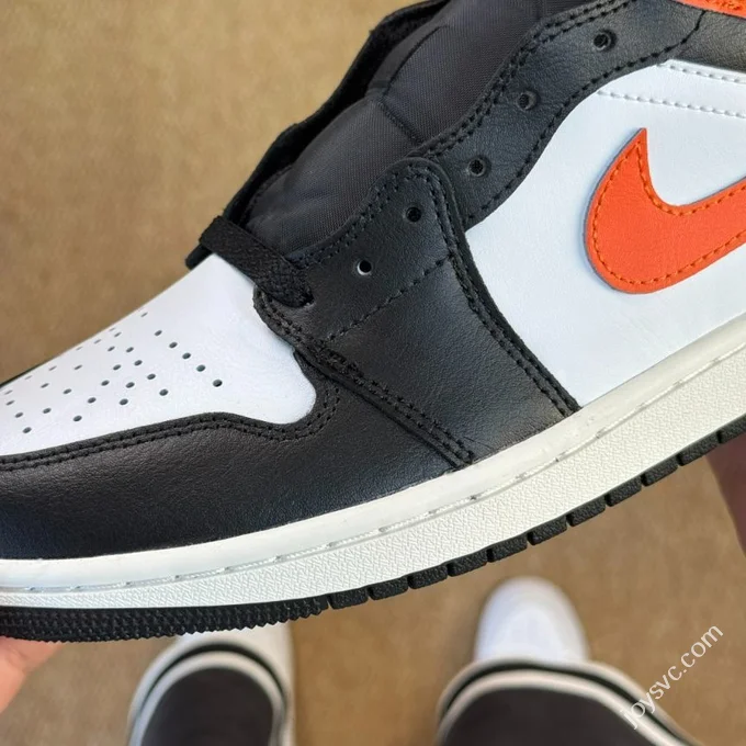 DT Passed Inspection AJ1 Low Top Black White Orange DQ8426-801