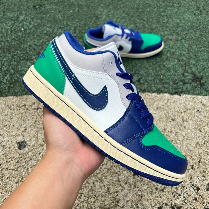 DT Pure Original AJ1 Low Deep Green Blue Splice 553558-147