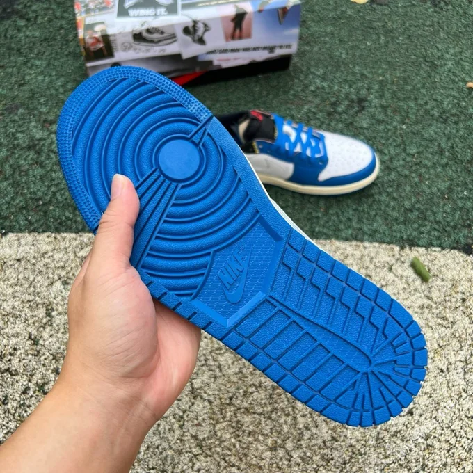 LJR Version AJ1 Union x Travis Scott Low Top Splice White Blue DM7866-111
