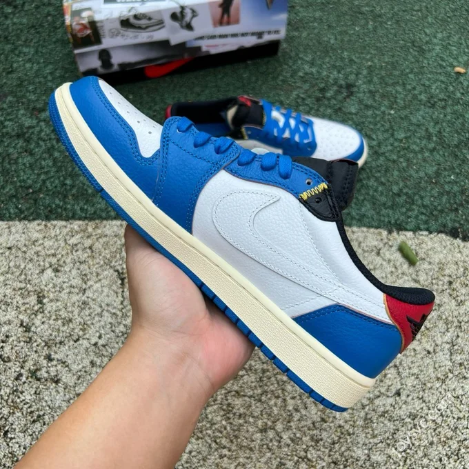 LJR Version AJ1 Union x Travis Scott Low Top Splice White Blue DM7866-111
