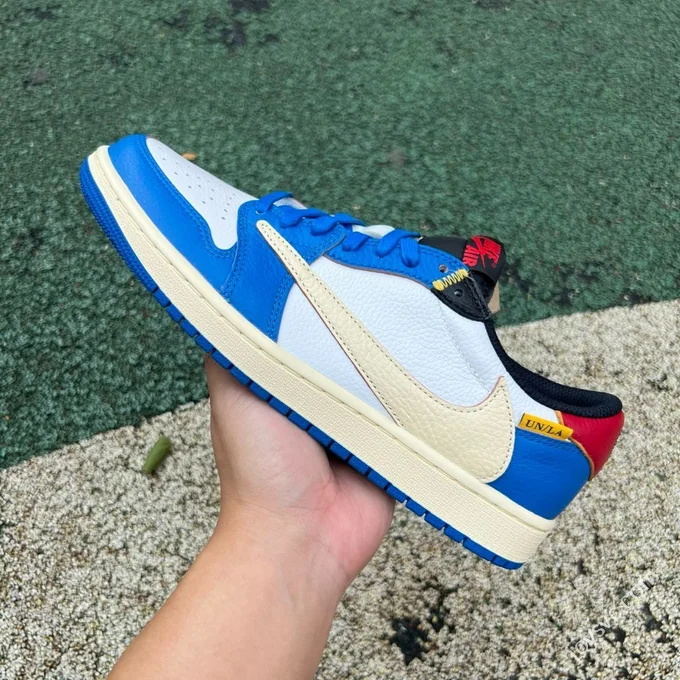 LJR Version AJ1 Union x Travis Scott Low Top Splice White Blue DM7866-111