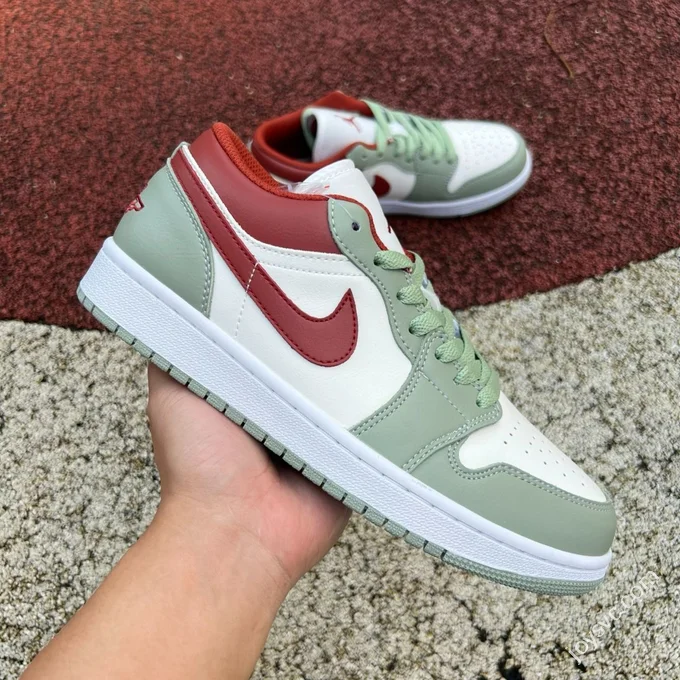 AJ1 Low White Green Red