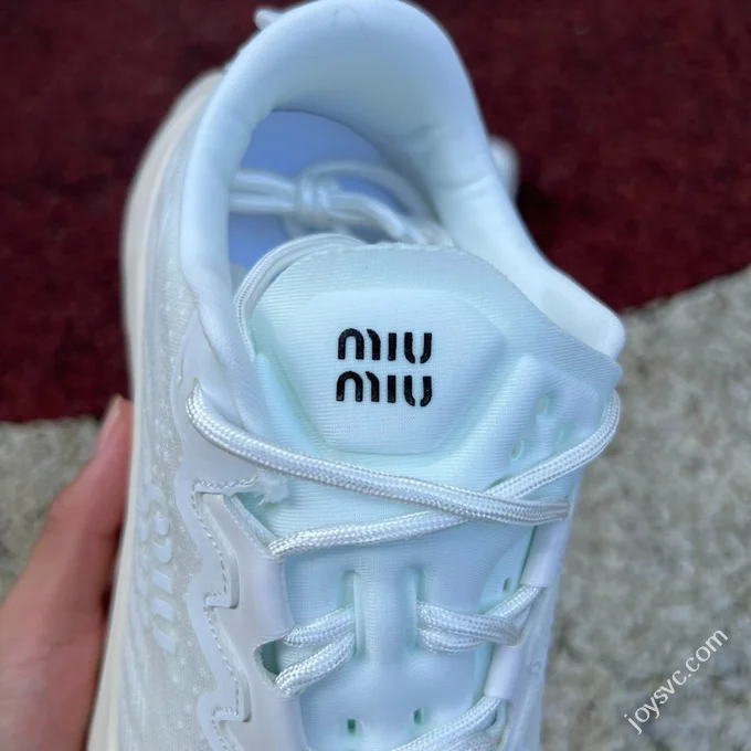 MIU MIU Embossed Logo Low Top Women's White Sneakers