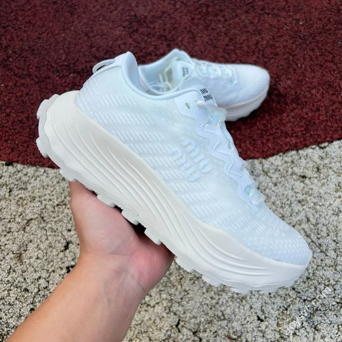 MIU MIU Embossed Logo Low Top Women's White Sneakers