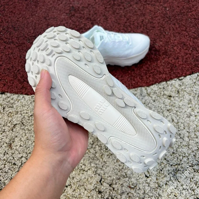 MIU MIU Embossed Logo Low Top Women's White Sneakers
