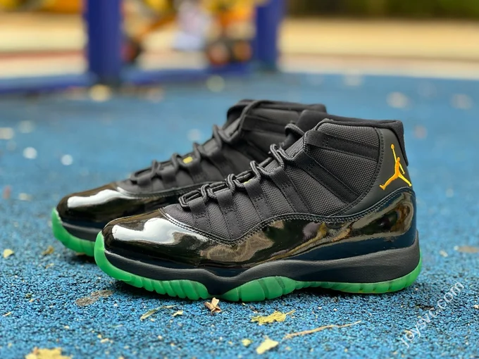 AJ11 Black Green High Top Patent Leather CT8012-037