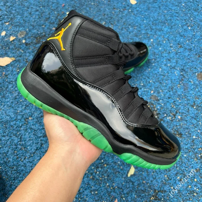 AJ11 Black Green High Top Patent Leather CT8012-037